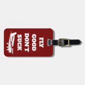 Travel Funny Joke ‘Fly Good Don’t Suck’ & Airplane Bagagelabel (Voorkant horizontaal)