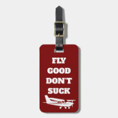 Travel Funny Joke ‘Fly Good Don’t Suck’ & Airplane Bagagelabel (Voorkant verticaal)