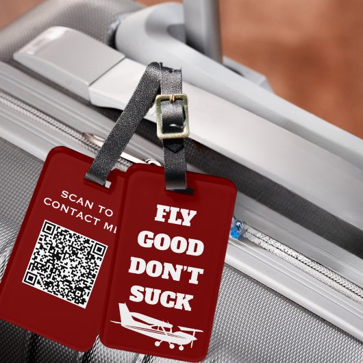 Travel Funny Joke ‘Fly Good Don’t Suck’ & Airplane Bagagelabel