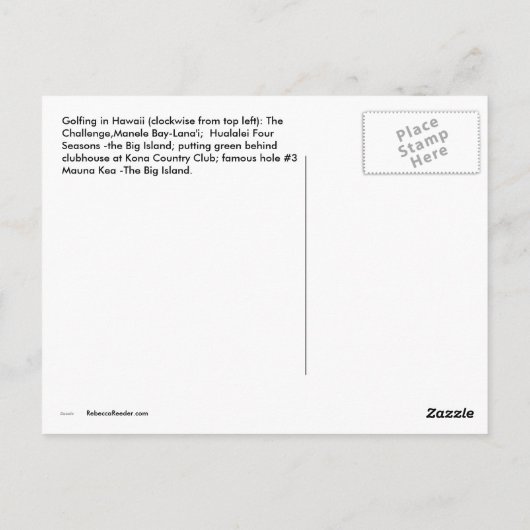 Travel Hawaii Fore Golf Briefkaart (Achterkant)