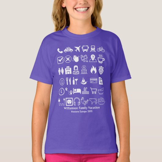 Travel Icons Visual Language Translation Vacation T-shirt (Voorkant)