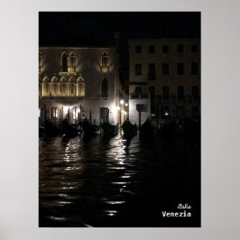 Travel | Italië - Donkere nacht van Venetië met ga Poster