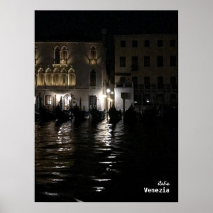Travel   Italië - Donkere nacht van Venetië met ga Poster