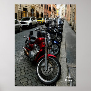 Travel   Italië — Rome, geparkeerde motorfietsen Poster