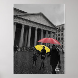 Travel   Italië - Rome, regendag in het Pantheon Poster