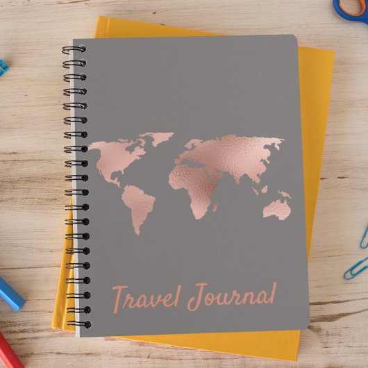 Travel Journal  Roos Gold Map Folie Notitieboek