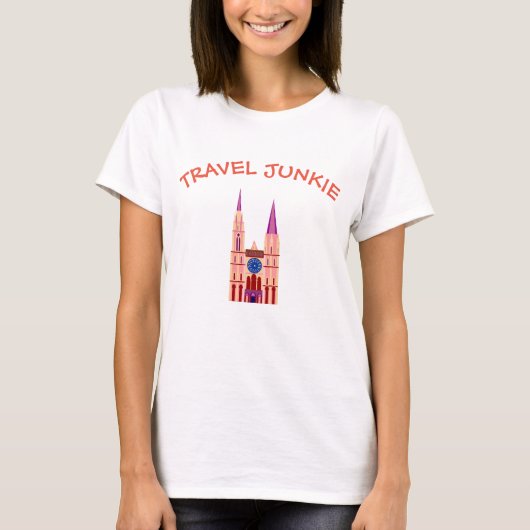 Travel Junkie Cathedral T-shirt (Voorkant)