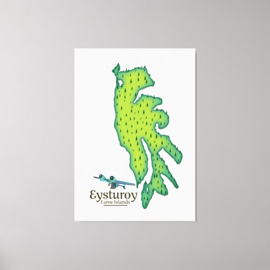 Travel-kaart van de Eysturoy Faroe-eilanden Canvas Afdruk (Voorkant)