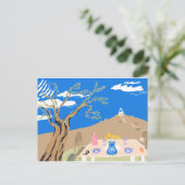 Travel keepsake Greek afternoon olive tree scene Feestdagenkaart (Staand voorkant)