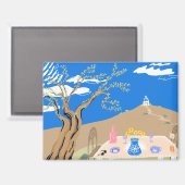 Travel keepsake Greek afternoon olive tree scene Magneet (Voorkant / Achterkant)