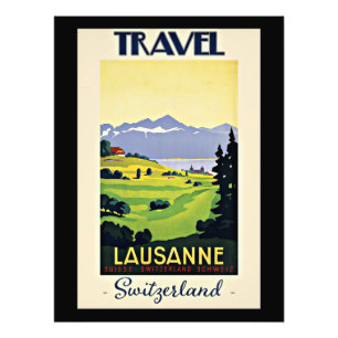 Travel Lausanne, Zwitserse vintage poster