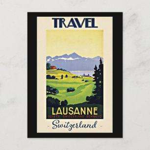Travel Lausanne, Zwitserse vintage poster Briefkaart