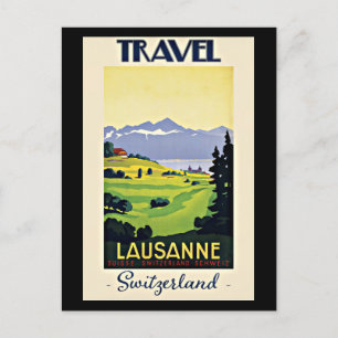 Travel Lausanne, Zwitserse vintage poster Feestdagenkaart