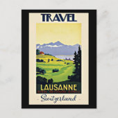 Travel Lausanne, Zwitserse vintage poster Feestdagenkaart (Voorkant)