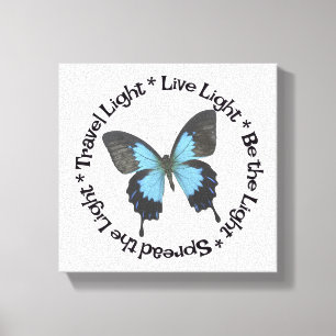 Travel Light Be the Light Live Light Vlinder Canvas Afdruk