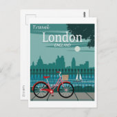 Travel London, England Retro Briefkaart (Voorkant / Achterkant)