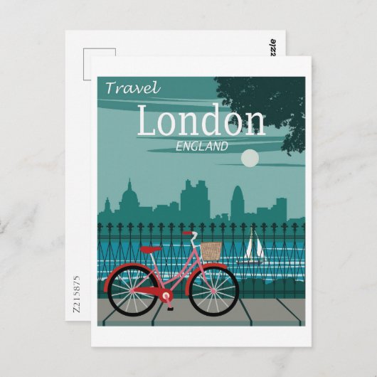Travel London, England Retro Briefkaart (Voorkant / Achterkant)