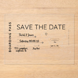 travel lover save the date boarding pass acryl uitnodigingen