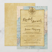 Travel Map Bridal Shower Uitnodiging (Voorkant / Achterkant)