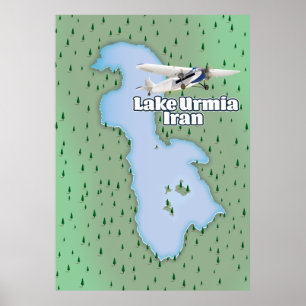 Travel Map meer in Urmia Iran Poster