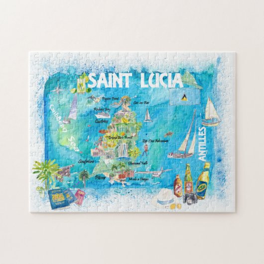 Travel Map Saint Lucia Antilles Legpuzzel (Horizontaal)