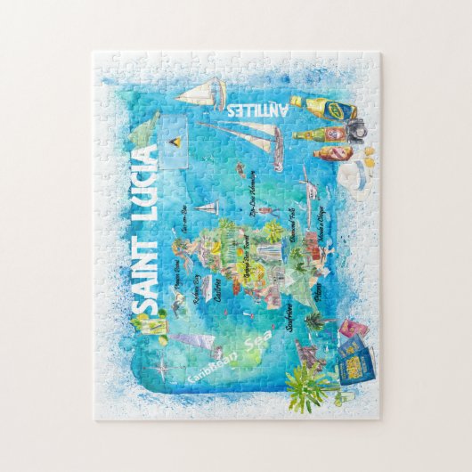Travel Map Saint Lucia Antilles Legpuzzel (Verticaal)