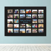 Travel Memories Collage 36 x 24 zwarte achtergrond Canvas Afdruk (Insitu (Houten vloer))
