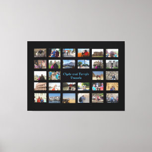 Travel Memories Collage 36 x 24 zwarte achtergrond Canvas Afdruk