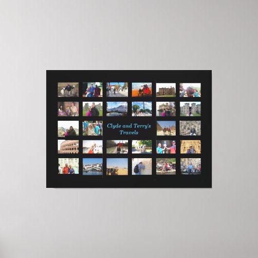 Travel Memories Collage 36 x 24 zwarte achtergrond Canvas Afdruk (Voorkant)