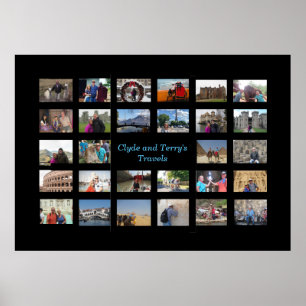 Travel Memories Collage 36 x 24 zwarte achtergrond Poster