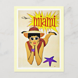 Travel Miami Florida Beach Vintage Briefkaart