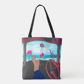 Travel Monogram Beach Scene Flamingos Tote Bag (Achterkant)