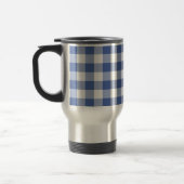 Travel Mug, donkerblauw Check Gingham zonder morse Reisbeker (Links)