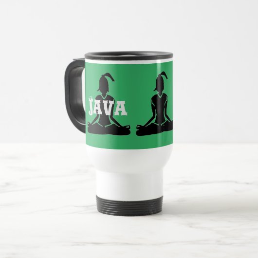 Travel Mug (Groen en Wit) Reisbeker (Voorkant links)