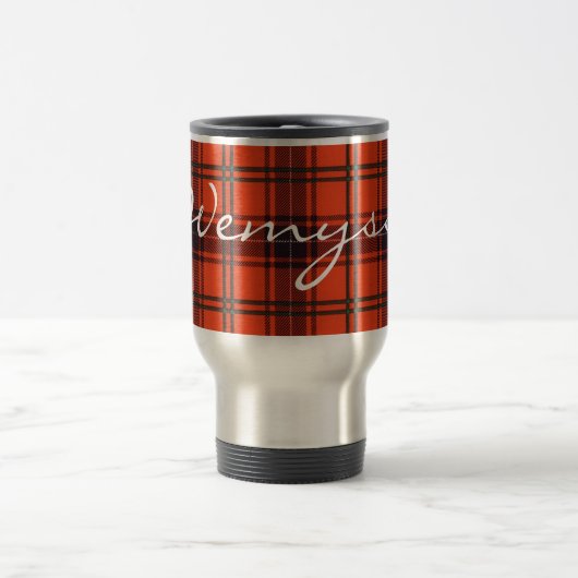 Travel Mug Heart Tartan Wemyses - Personaliseer Reisbeker (Center)