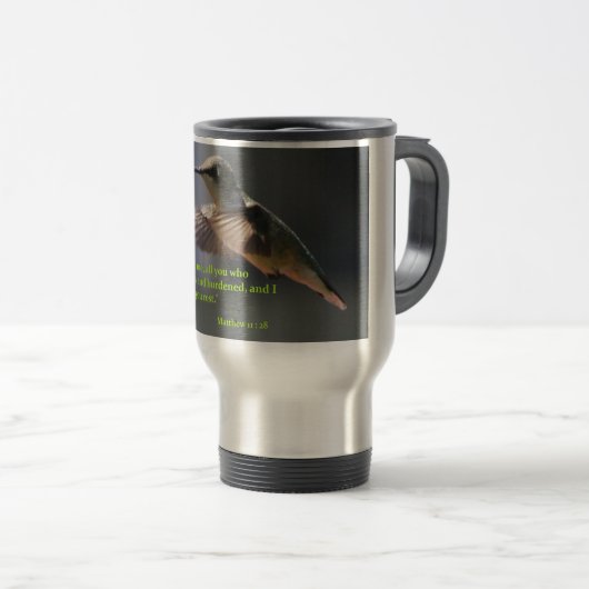 Travel mug... Hummingbird...rust...geloof Reisbeker (Voorkant rechts)