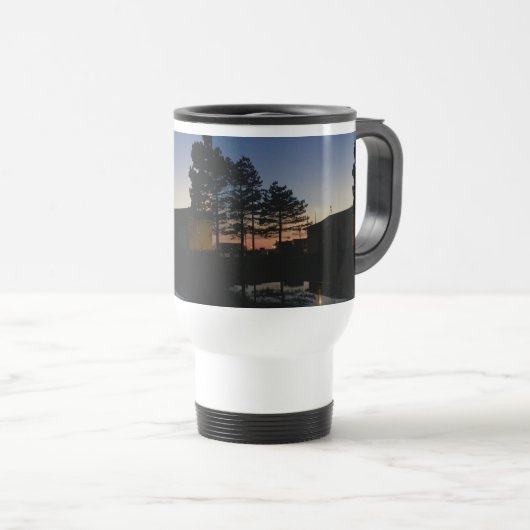 Travel mug met handvat zonnefoto's met pines reisbeker (Voorkant rechts)
