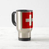 Travel Mug met vlag van Zwitserland Reisbeker (Voorkant links)