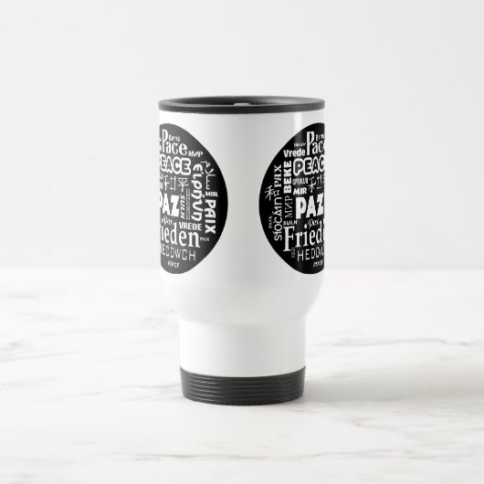 Travel mug multi-language peace pax paz reisbeker (Center)