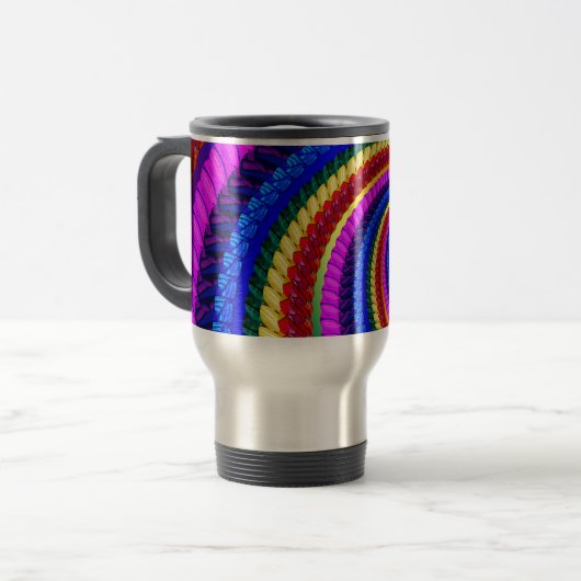 Travel Mug - Rainbow Swirl Fractal Pattern Reisbeker (Voorkant links)