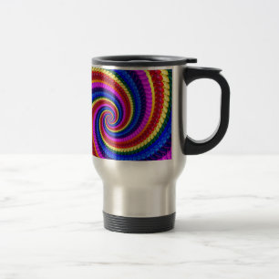 Travel Mug - Rainbow Swirl Fractal Pattern Reisbeker