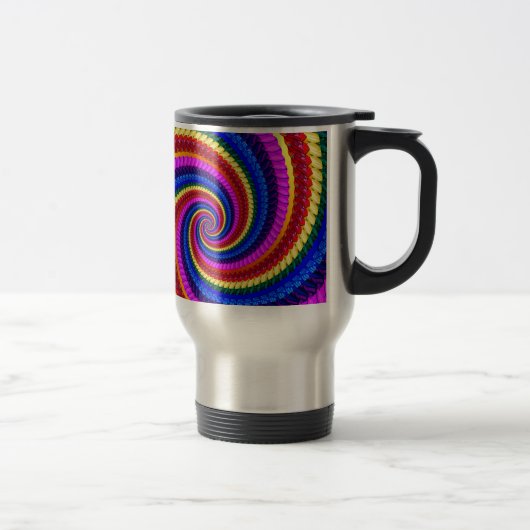 Travel Mug - Rainbow Swirl Fractal Pattern Reisbeker (Rechts)