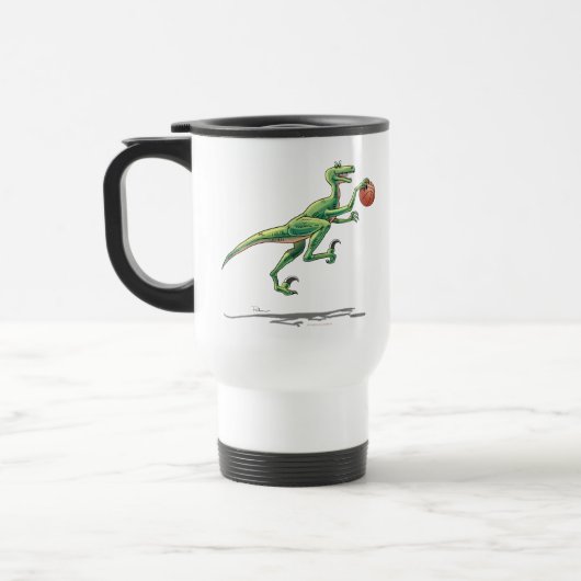 Travel Mug Velociraptor Dinosaur w. Basketball Reisbeker (Links)
