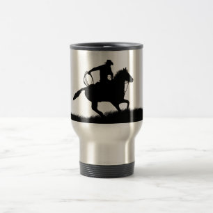 Travel Mug Westerne Cowboy Horse Roping Reisbeker