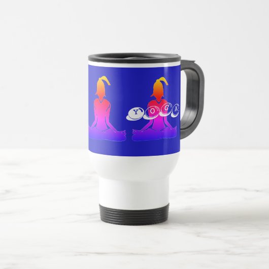 Travel Mug (wit en blauw) Reisbeker (Voorkant rechts)