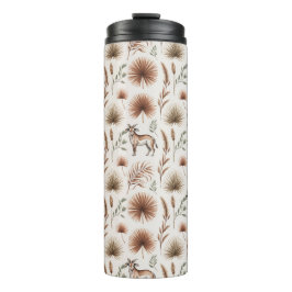 Travel mug with a pattern of brown and green thermosbeker