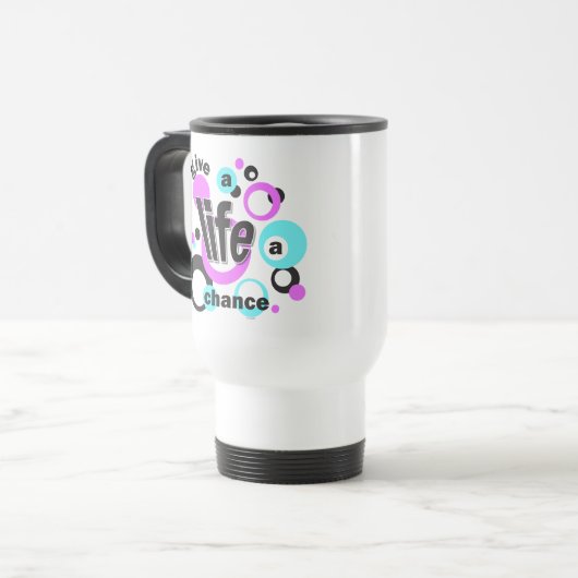 Travel mug with a pro-life message. reisbeker (Voorkant links)
