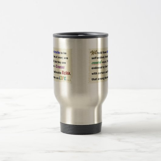 Travel mug with a pro-life message. reisbeker (Center)