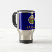 Travel Mug with Flag of Kansas State - USA Reisbeker (Voorkant links)