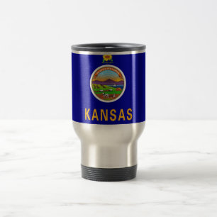 Travel Mug with Flag of Kansas State - USA Reisbeker